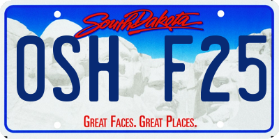 SD license plate 0SHF25