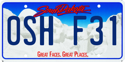 SD license plate 0SHF31