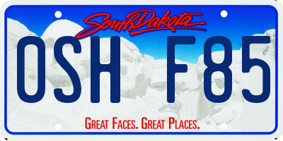SD license plate 0SHF85