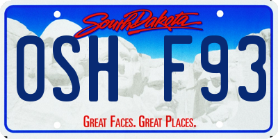 SD license plate 0SHF93