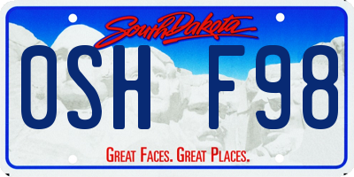 SD license plate 0SHF98