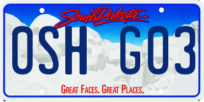 SD license plate 0SHG03