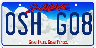 SD license plate 0SHG08