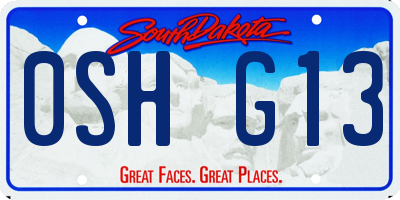 SD license plate 0SHG13