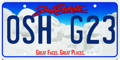 SD license plate 0SHG23