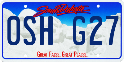 SD license plate 0SHG27