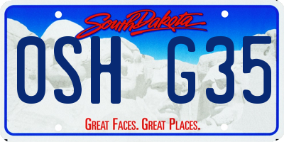 SD license plate 0SHG35