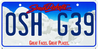 SD license plate 0SHG39