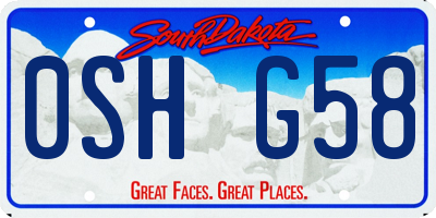 SD license plate 0SHG58