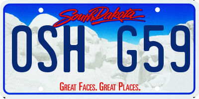 SD license plate 0SHG59