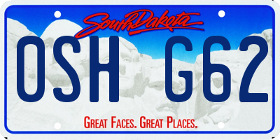 SD license plate 0SHG62