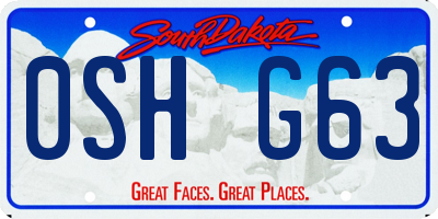 SD license plate 0SHG63