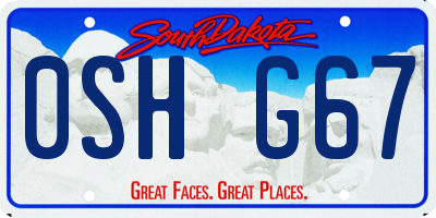 SD license plate 0SHG67