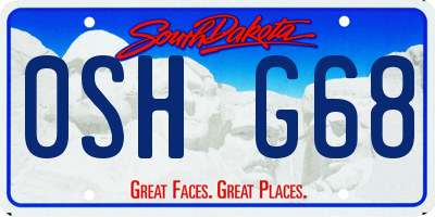 SD license plate 0SHG68