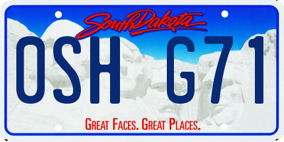 SD license plate 0SHG71