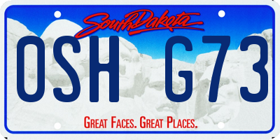 SD license plate 0SHG73