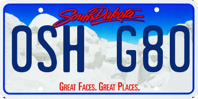 SD license plate 0SHG80
