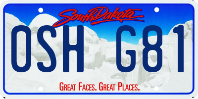 SD license plate 0SHG81