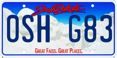 SD license plate 0SHG83