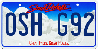 SD license plate 0SHG92