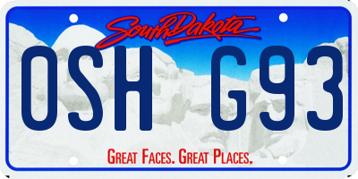 SD license plate 0SHG93