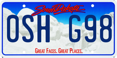 SD license plate 0SHG98