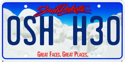 SD license plate 0SHH30