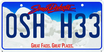 SD license plate 0SHH33