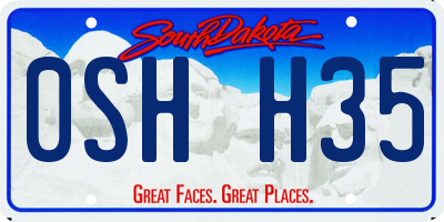 SD license plate 0SHH35