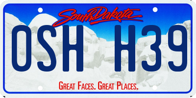 SD license plate 0SHH39