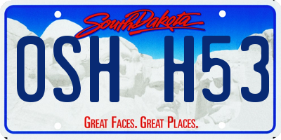 SD license plate 0SHH53