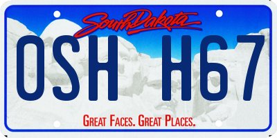 SD license plate 0SHH67