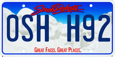 SD license plate 0SHH92