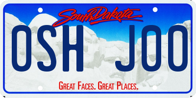 SD license plate 0SHJ00