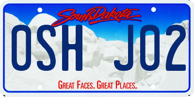 SD license plate 0SHJ02