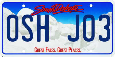 SD license plate 0SHJ03