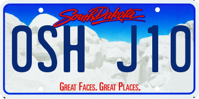 SD license plate 0SHJ10