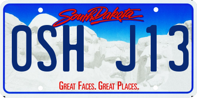SD license plate 0SHJ13