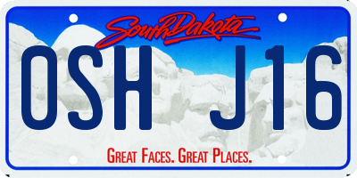 SD license plate 0SHJ16