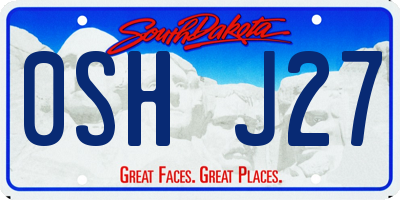 SD license plate 0SHJ27