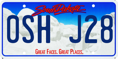 SD license plate 0SHJ28