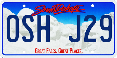 SD license plate 0SHJ29