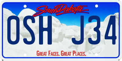 SD license plate 0SHJ34