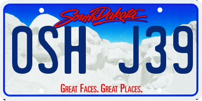 SD license plate 0SHJ39