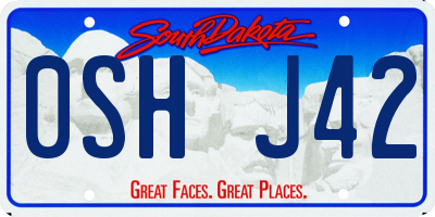 SD license plate 0SHJ42