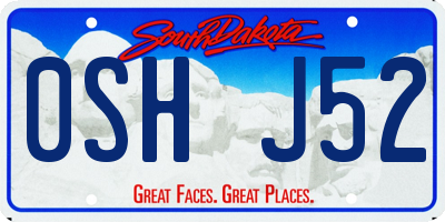SD license plate 0SHJ52