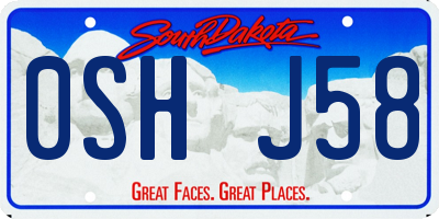 SD license plate 0SHJ58