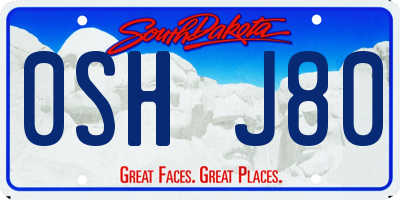 SD license plate 0SHJ80
