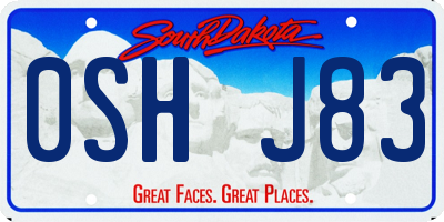 SD license plate 0SHJ83
