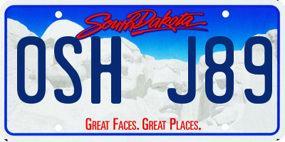 SD license plate 0SHJ89